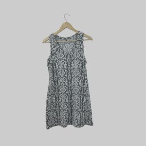 Malabar Bay Large Organic Cotton Stretch Sleep Dress Gown Gray White Womens